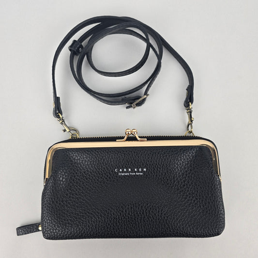 Carr Ken Black Vegan Leather Wallet Crossbody Purse