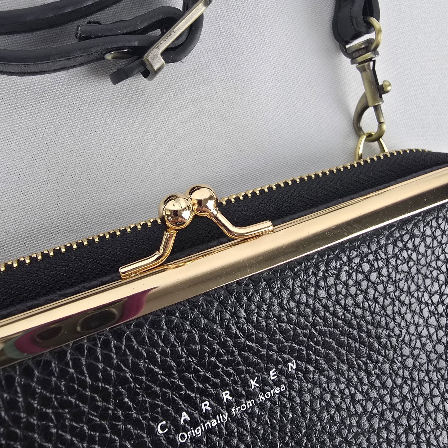 Carr Ken Black Vegan Leather Wallet Crossbody Purse