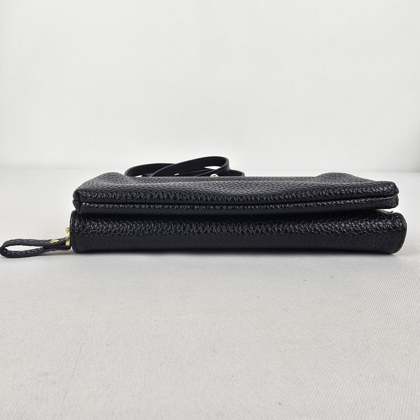 Carr Ken Black Vegan Leather Wallet Crossbody Purse