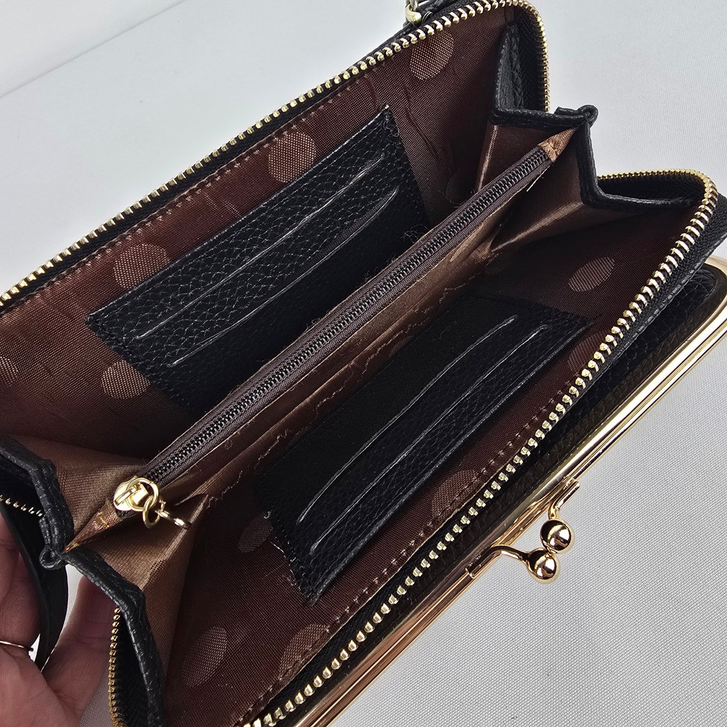Carr Ken Black Vegan Leather Wallet Crossbody Purse