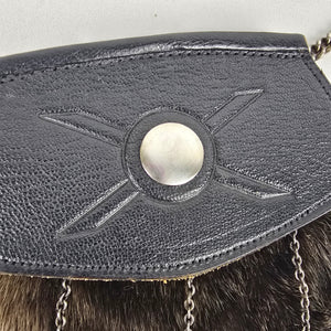 Vintage Scottish Black Leather & Seal Sporran Belt Bag