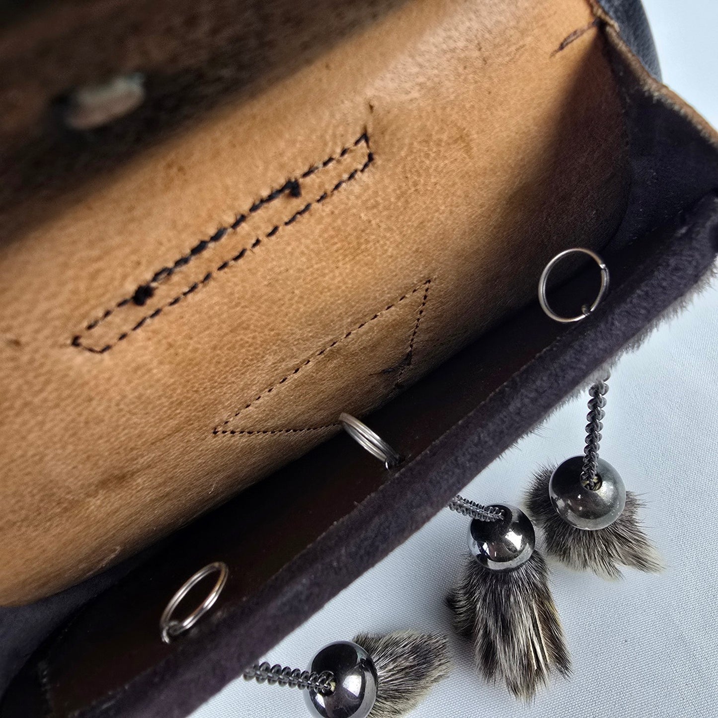 Vintage Scottish Black Leather & Seal Sporran Belt Bag