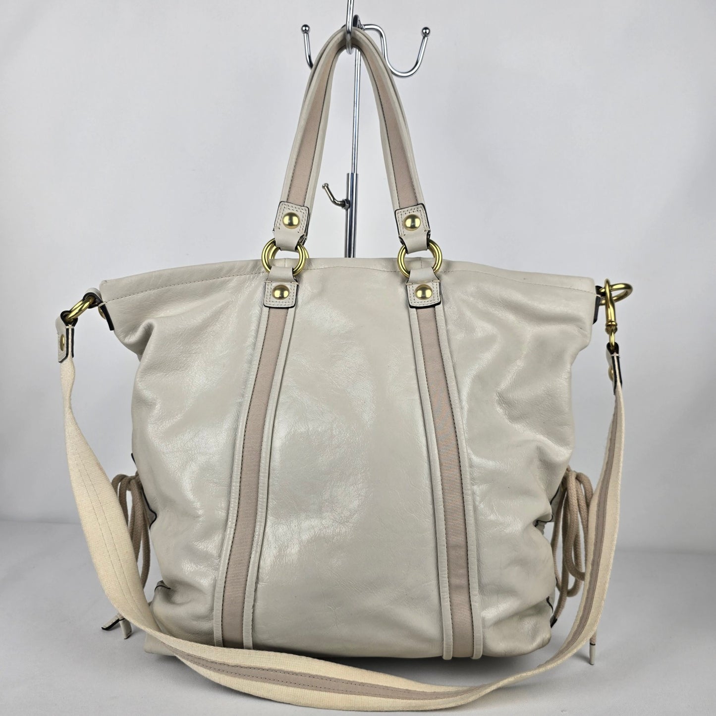 Coach Cream Leather Poppy Tote Purse