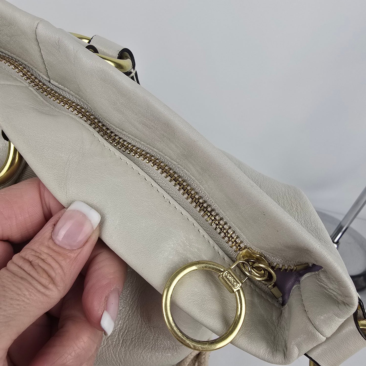 Coach Cream Leather Poppy Tote Purse