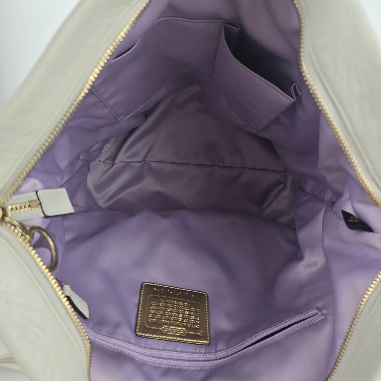 Coach Cream Leather Poppy Tote Purse