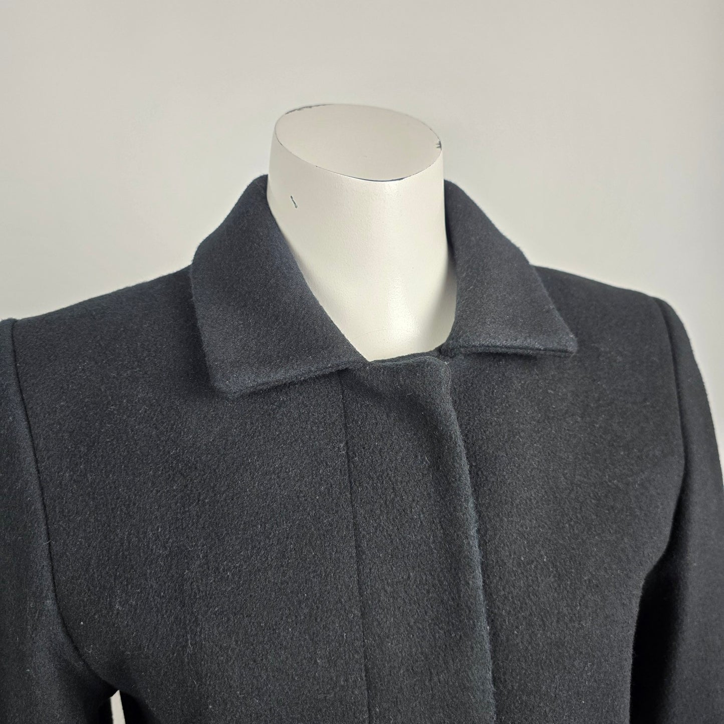 La Mode Super Black Wool & Cashmere Pea Coat Size 8
