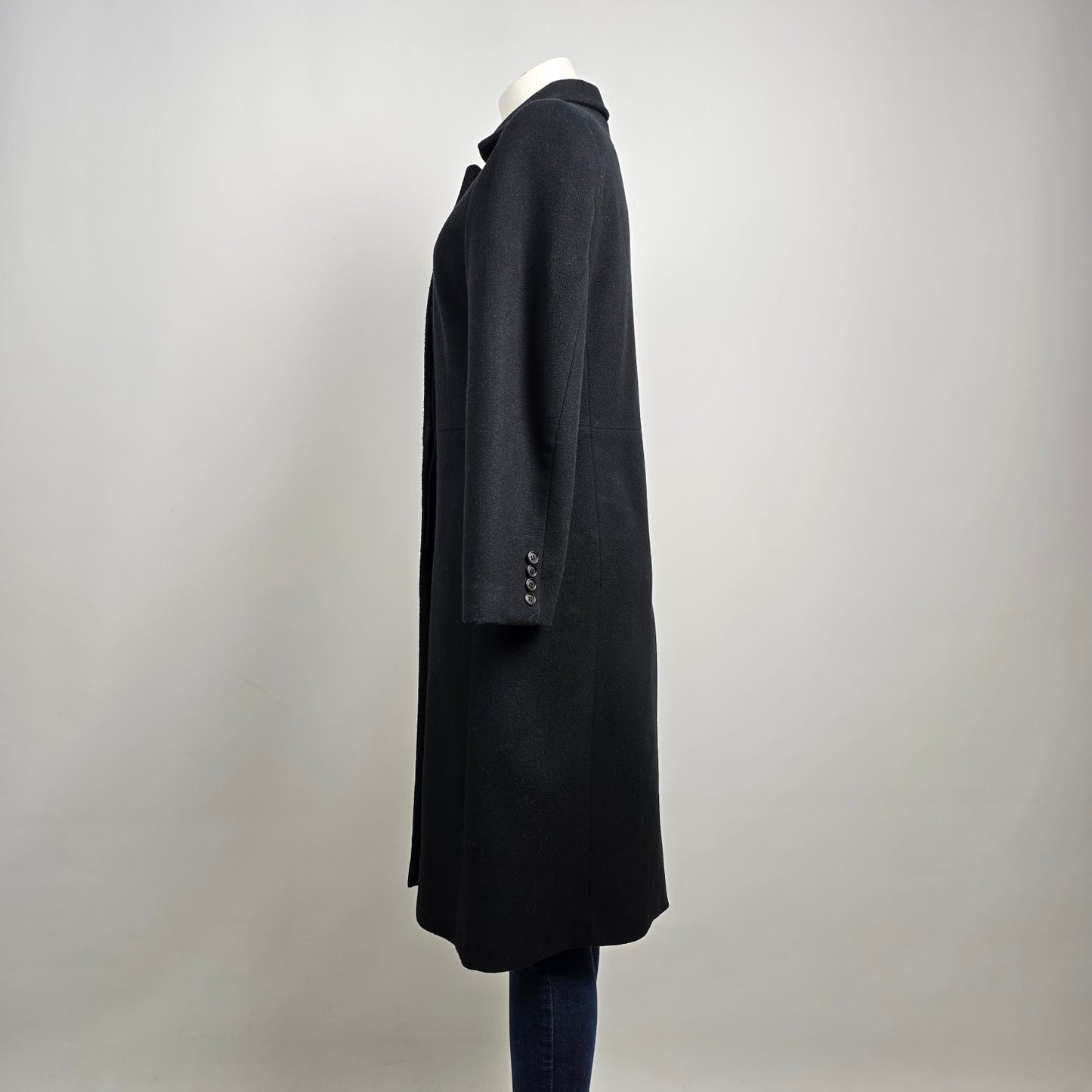 La Mode Super Black Wool & Cashmere Pea Coat Size 8