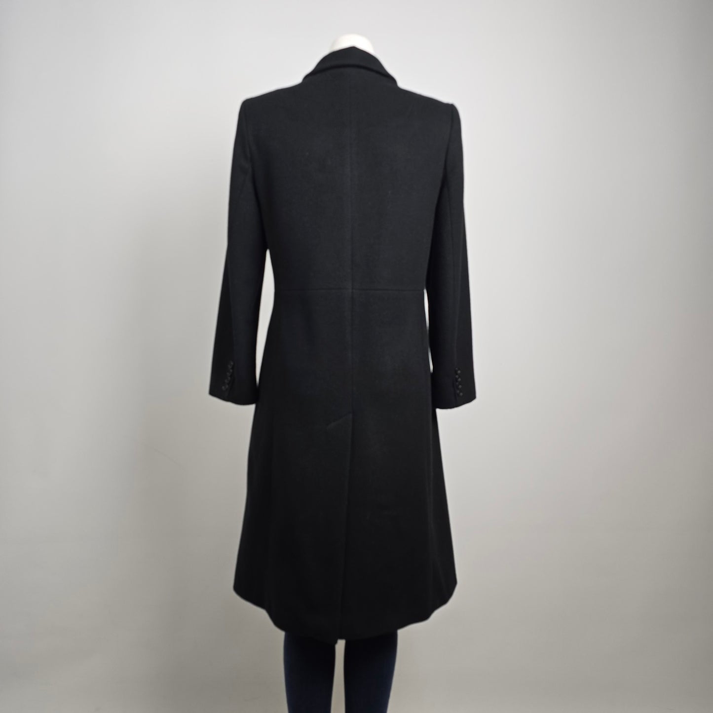 La Mode Super Black Wool & Cashmere Pea Coat Size 8