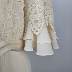 Vintage Ursula Cream Lace Midi Dress Size M