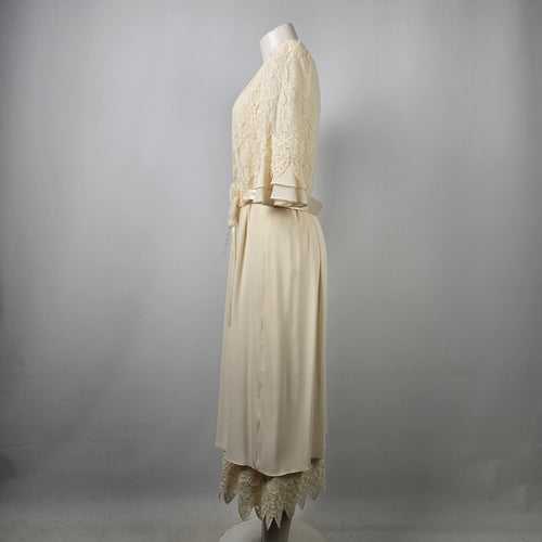Vintage Ursula Cream Lace Midi Dress Size M