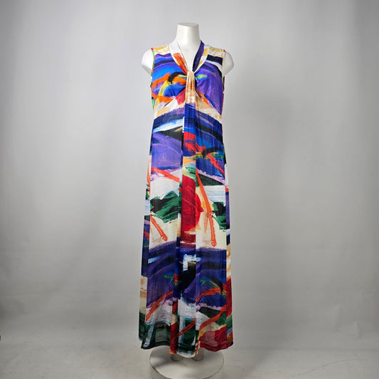 Art by Dolcezza Blue Art Print Maxi Dress Size XL