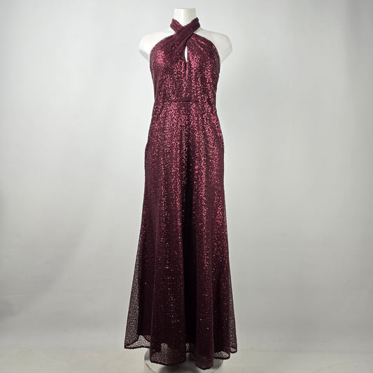 Morilee Burgundy Halter Neck Gown Size 12