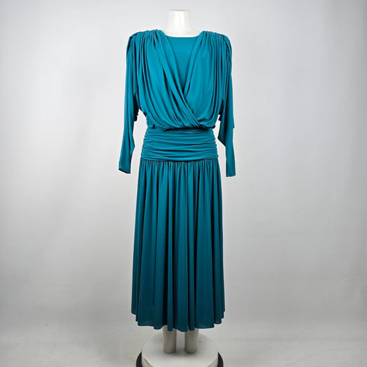 Vintage Kira Teal Long Sleeve Dress Size M/L