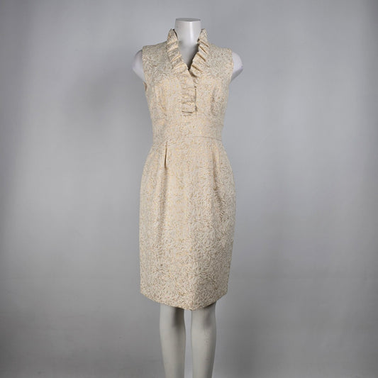 Jessica Howard Cream Ruffle Sheath Dress Size 6