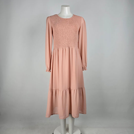 Mad about Style Pink Smoked Midi Dress Size M/L