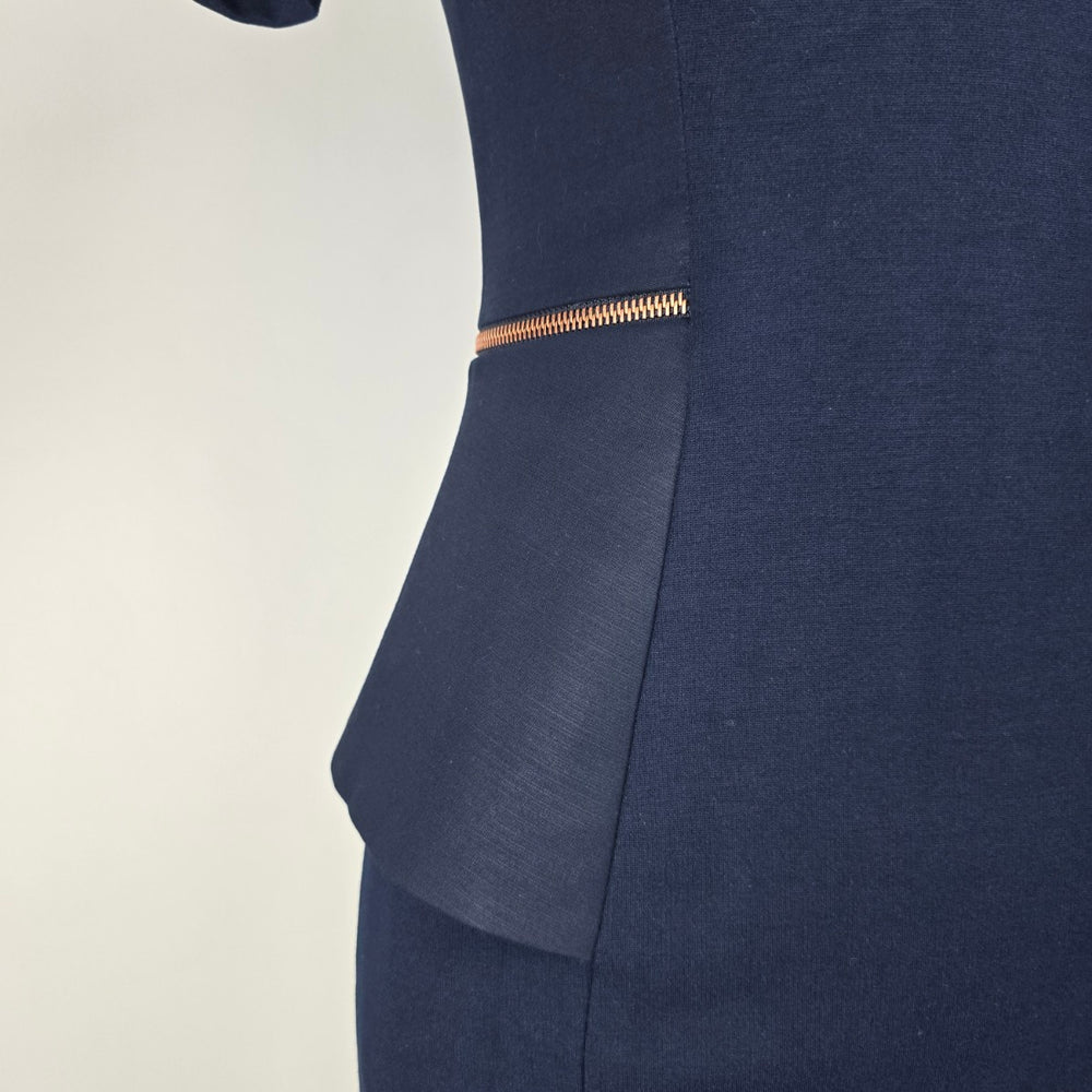 Ted Baker Navy Blue Exposed Zipper Sheath Dress Size 1