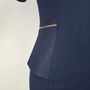 Ted Baker Navy Blue Exposed Zipper Sheath Dress Size 1