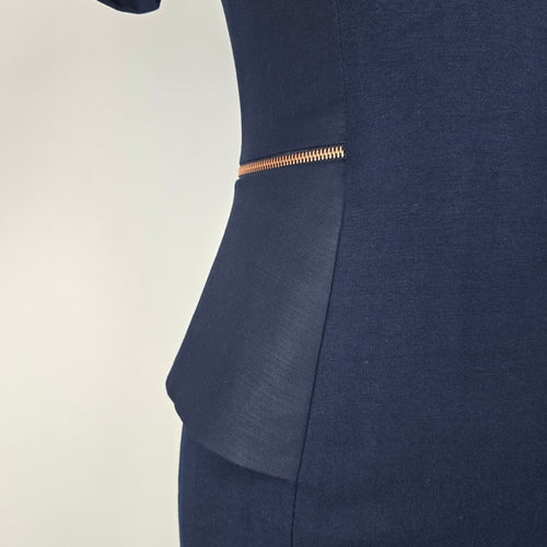 Ted Baker Navy Blue Exposed Zipper Sheath Dress Size 1