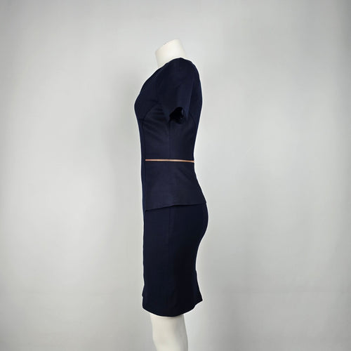 Ted Baker Navy Blue Exposed Zipper Sheath Dress Size 1