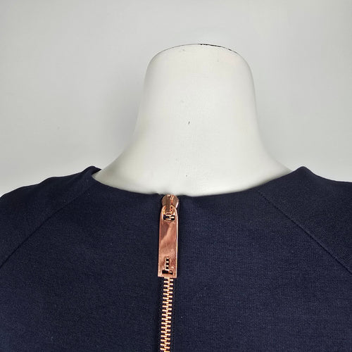 Ted Baker Navy Blue Exposed Zipper Sheath Dress Size 1