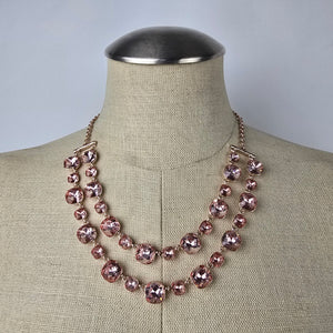 Rose Gold Faceted Stone Layered Necklace