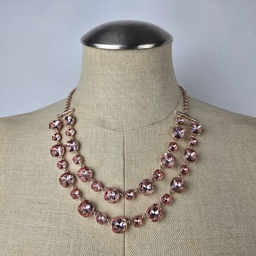 Rose Gold Faceted Stone Layered Necklace