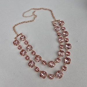 Rose Gold Faceted Stone Layered Necklace