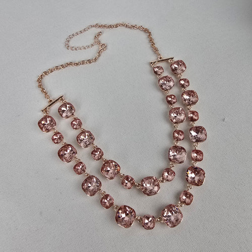 Rose Gold Faceted Stone Layered Necklace