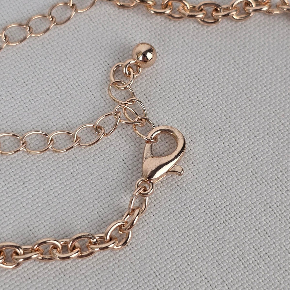 Rose Gold Faceted Stone Layered Necklace
