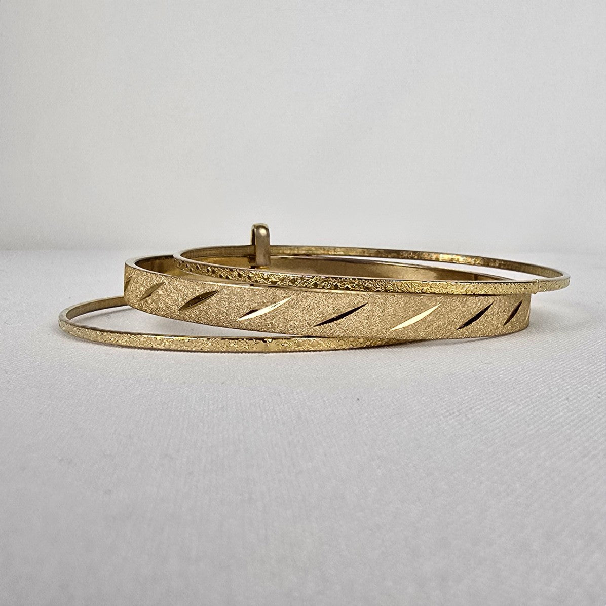 Vintage Gold Tone Stacked Bangle Bracelet