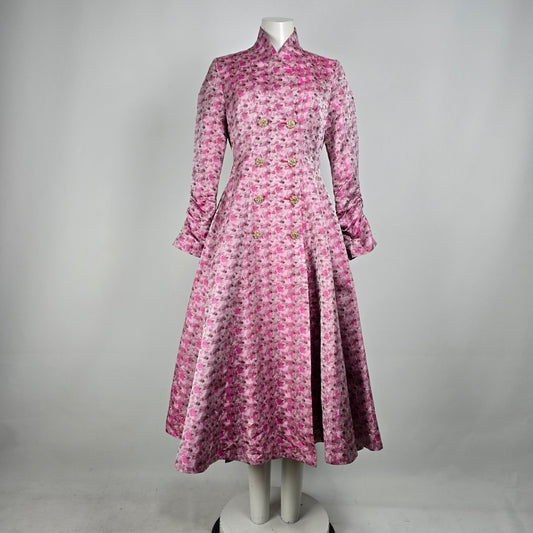 Voa Pink Crystal Buttons Coat Dress Size S/M