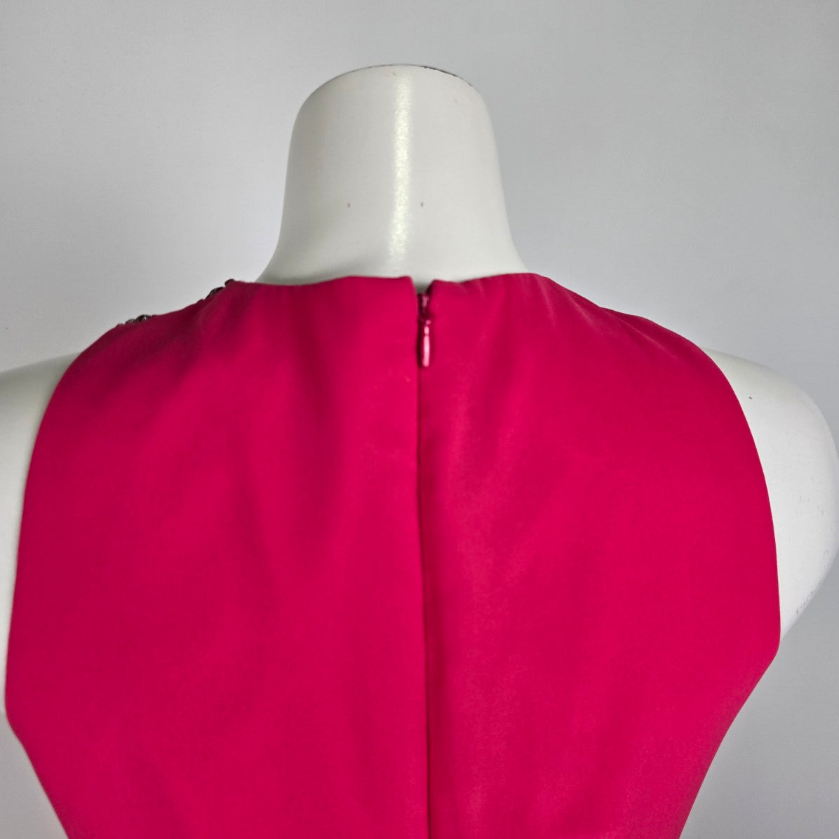 Fuchsia Pink Studded Neckline Event Dress Size M
