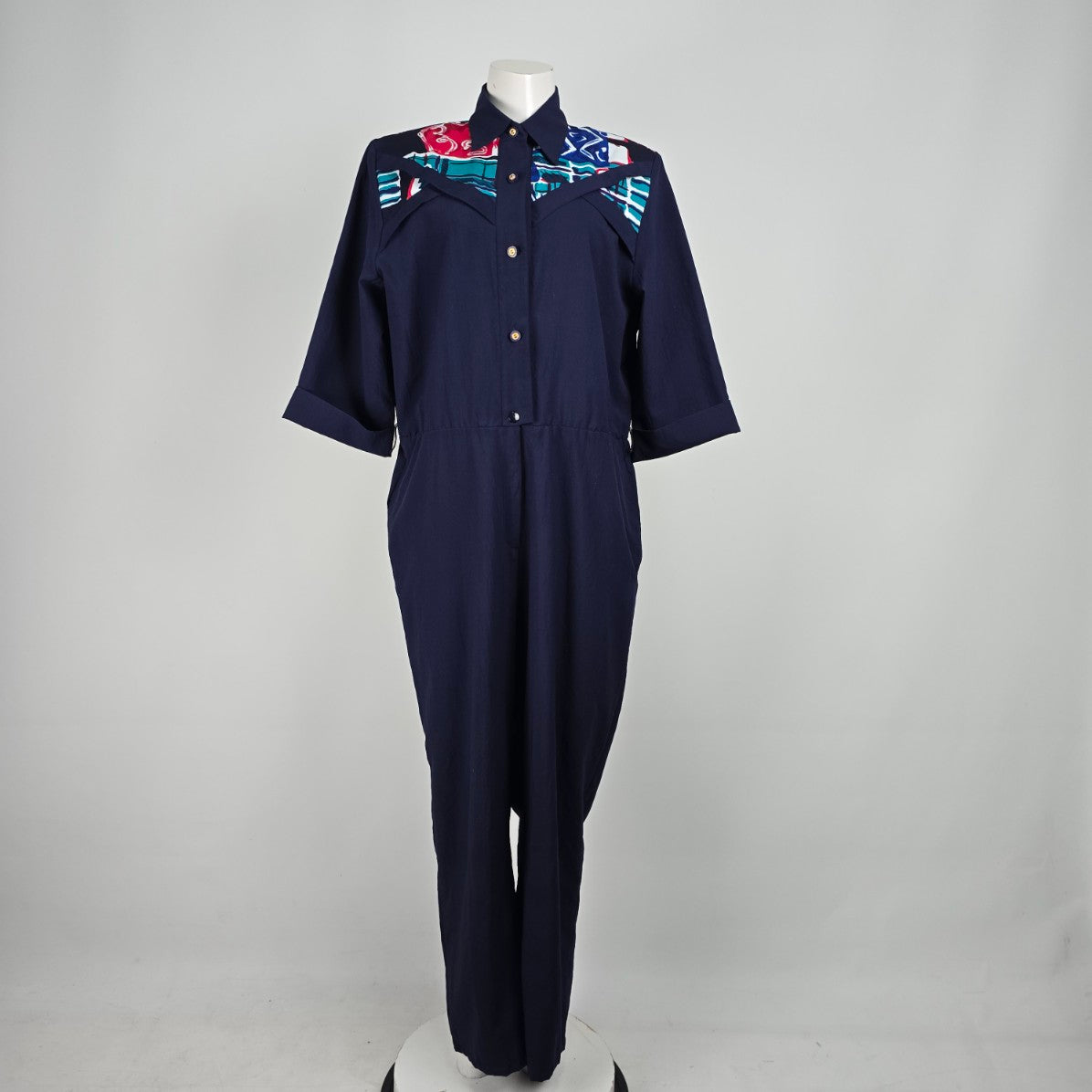 Vintage Mr. Max Navy Collared Jumpsuit Size 10
