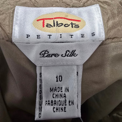 Talbots Beige Silk Embroidered Two Pc Top & Cropped Pants Size 8-10
