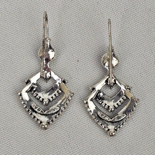 Vintage Blue Beaded Silver Necklace & Earring Set