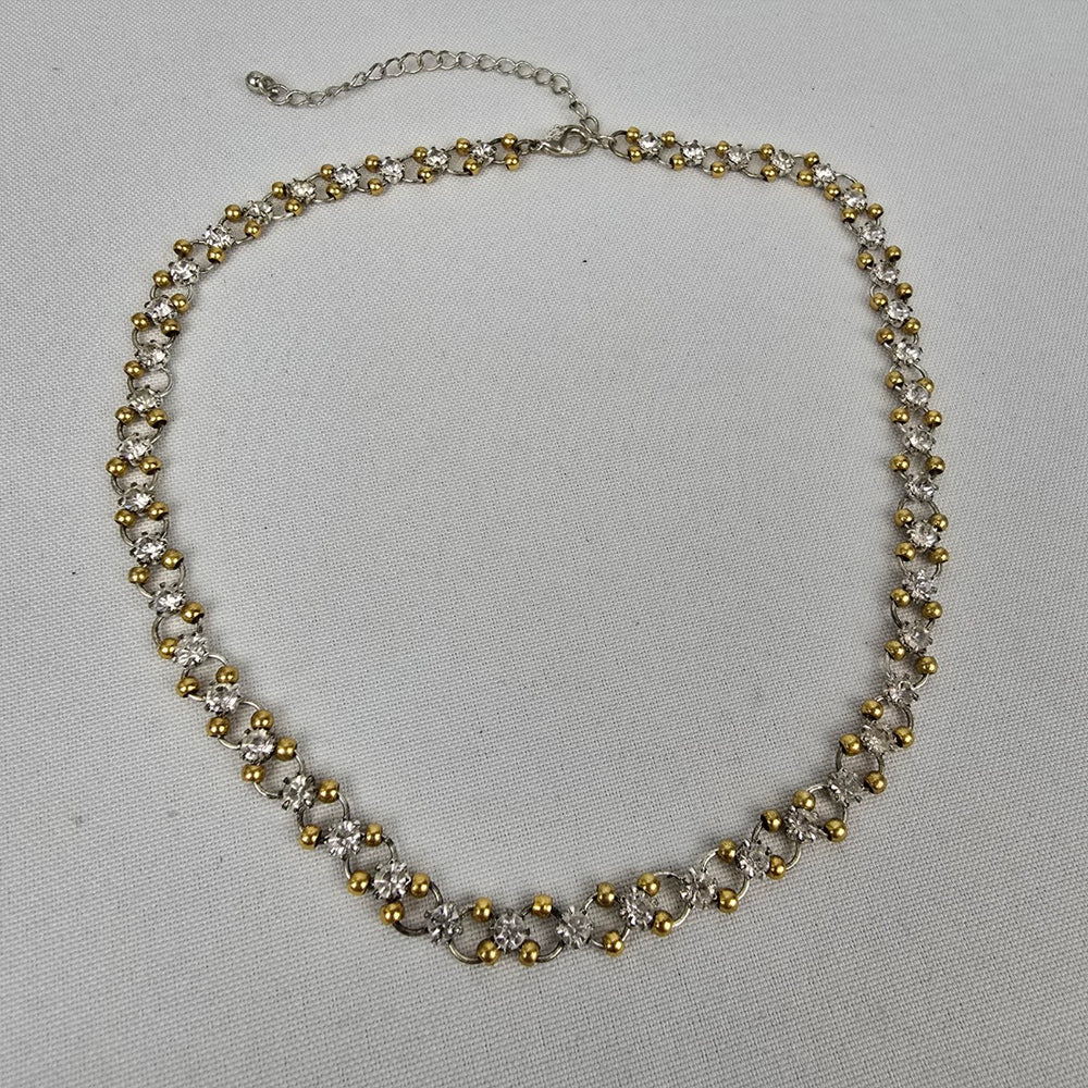 Vintage Gold & Silver Rhinestone Collar Necklace