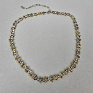 Vintage Gold & Silver Rhinestone Collar Necklace