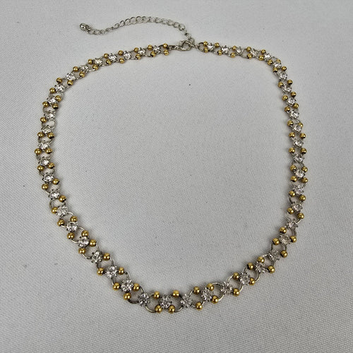 Vintage Gold & Silver Rhinestone Collar Necklace