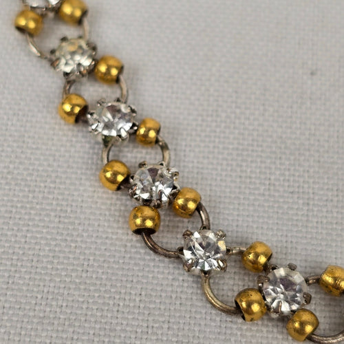 Vintage Gold & Silver Rhinestone Collar Necklace