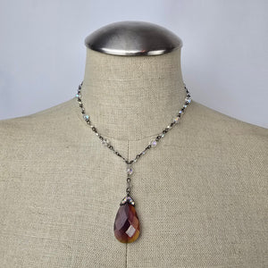 Avon Faceted Purple Beaded Pendant Necklace
