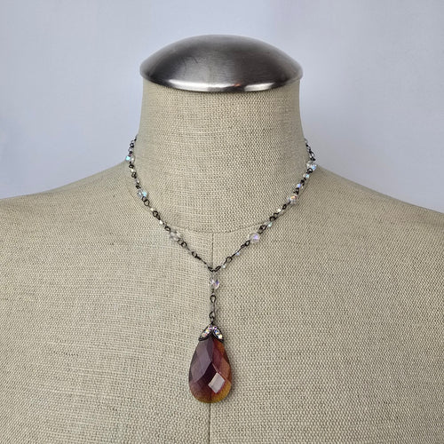 Avon Faceted Purple Beaded Pendant Necklace