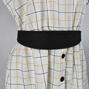 Vintage Leslie Belle White Check Midi Dress Size L