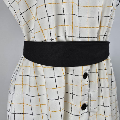 Vintage Leslie Belle White Check Midi Dress Size L