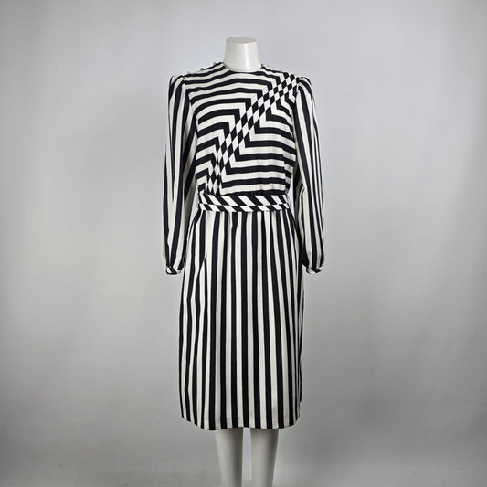 Vintage Algo Black & White Midi Dress Size M/L
