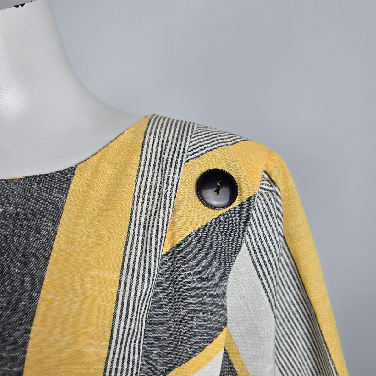 Vintage Evita Yellow & Grey Midi Dress Size XL