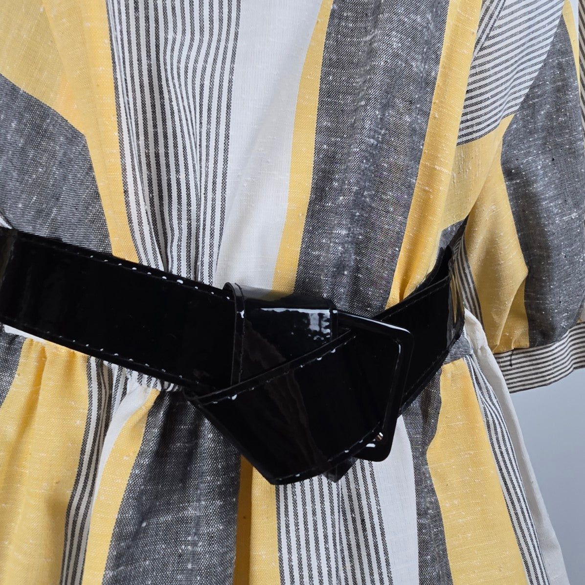 Vintage Evita Yellow & Grey Midi Dress Size XL