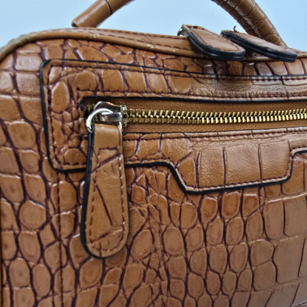 Jeanne Lottie Brown Croc Print Purse