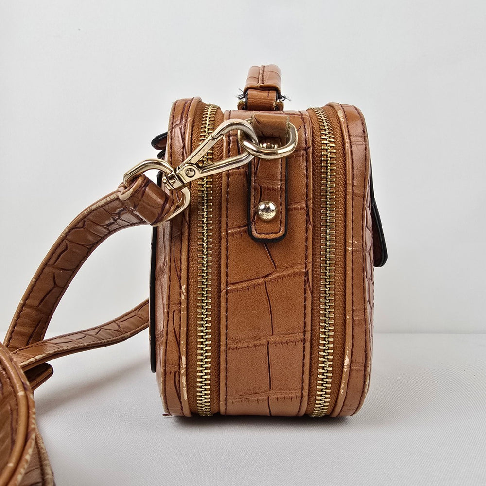 Jeanne Lottie Brown Croc Print Purse