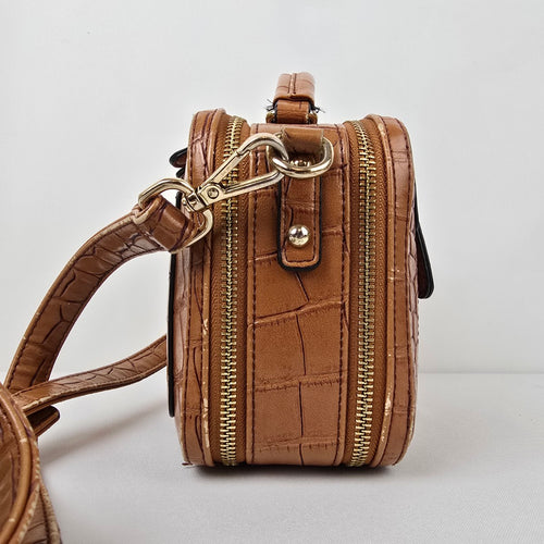 Jeanne Lottie Brown Croc Print Purse
