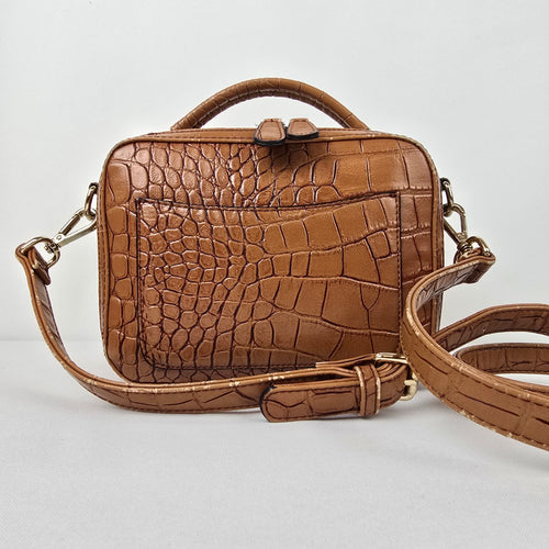 Jeanne Lottie Brown Croc Print Purse
